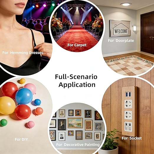 Double Sided Fabric & Carpet Tape - 1inch+2inch x39FT Each Value Pack - Heavy Duty High Stickiness Residue Free - Easy Tear No Sew for Clothes Hemming, Rugs & Runners, Crafts, DIY, Walls - Waterproof