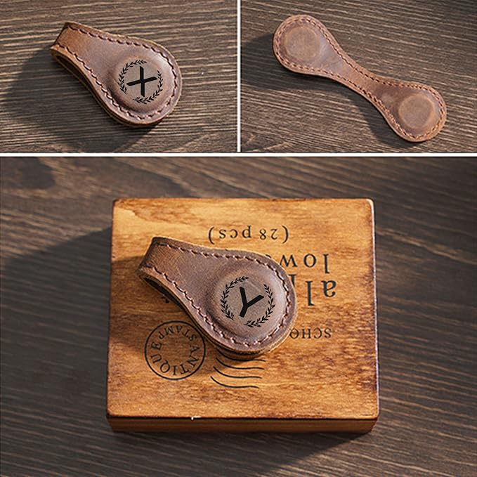 Magnetic Leather Bookmark with 26 Initial for Reading Women,Personalized Magnet Book Marks Gifts for Men,Book Lovers (Light Brown, E)