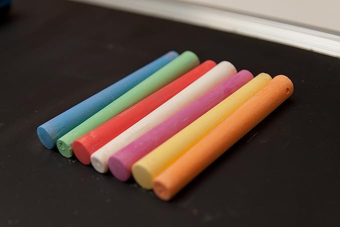 Chalkboard Set - 24 x 24 in Black Board with 1 Magnetic Chalk Eraser, 14 Chalk Sticks (7 Colors) and 4 Magnets - Large Message Wall Hanging Blackboard with Sturdy Frame for Home Office and Kitchen
