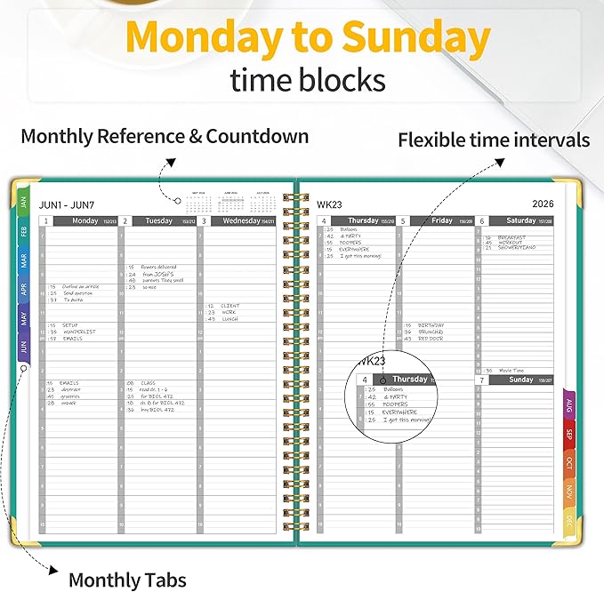 Appointment Book 2026 with Colorful Tabs ,Hardcover Weekly & Monthly Appointment Planner from Jan 2026-Dec 2026 ,Daily 7AM - 10 PM Hourly Schedule Planning for Salon,Client,12 Monthly Calendar 9" x 11", Blue