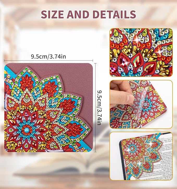 8 PCS Diamond Art Bookmarks, Diamond Painting Bookmarks for Book Lovers 5D DIY Corner Bookmark Adults Crafts Diamond Art Kits for Adults Kids Home Office Beginner Gift