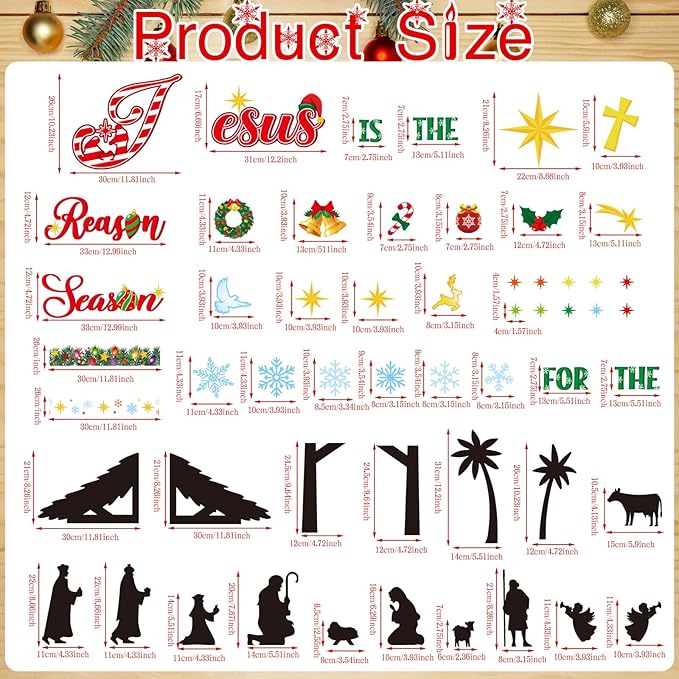 Christmas Nativity Bulletin Board Set Christian Jesus Birth Classroom Decorations Jesus is The Reason for The Season Paper Cutout for Xmas Holiday Sunday School Religious Church Decor