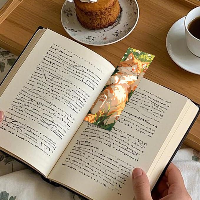 50 Pcs Cat Bookmarks, Oil Painting Paper Page Markers for Men and Women, Aesthetic Reading Accessories, Office and Home Supplies, Holiday Gift Ideas