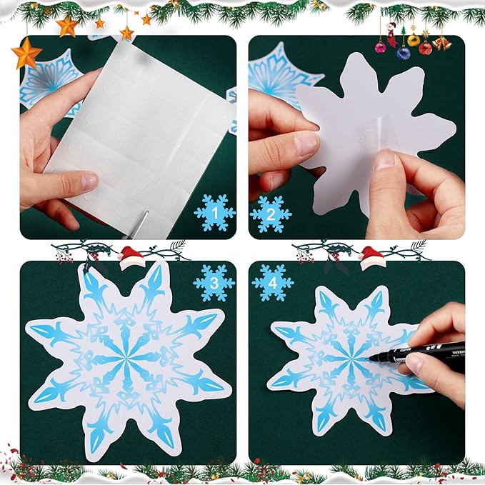 68 Pieces Winter Classroom Bulletin Border Decoration Christmas Snowflake Cutouts Let It Snow Cutouts Winter Classroom Decoration Holiday Bulletin Border for Christmas Classroom Home Decor (Snowflake)