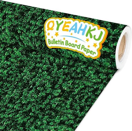 Qyeahkj Green Leaves Bulletin Board Paper Roll Greenery Leaf Bulletin Board Background Paper Fade Resistant Classroom Decoration Poster Art Craft Home Wall Education Decor Supplies 17.7in x 20ft