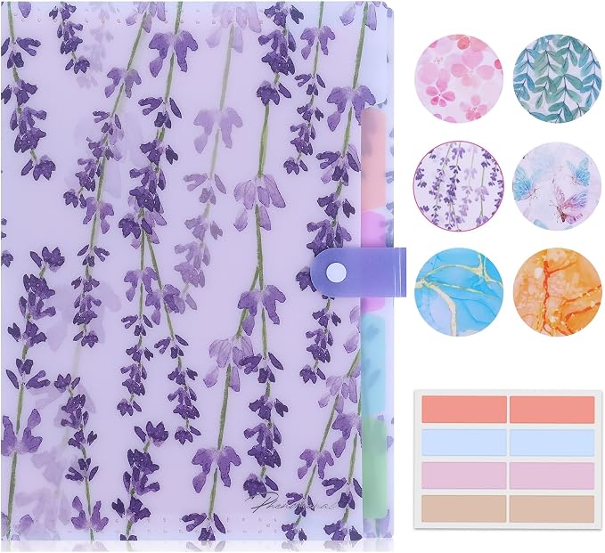 Forest Series Expanding File Folder Stylish Funky Cute Retro Document Organizer with Natural Scenes for Students,Teachers & Freelancers - Purple Lavender