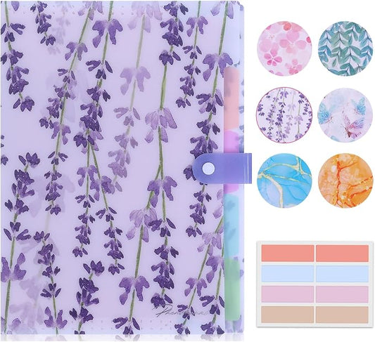 Forest Series Expanding File Folder Stylish Funky Cute Retro Document Organizer with Natural Scenes for Students,Teachers & Freelancers - Purple Lavender
