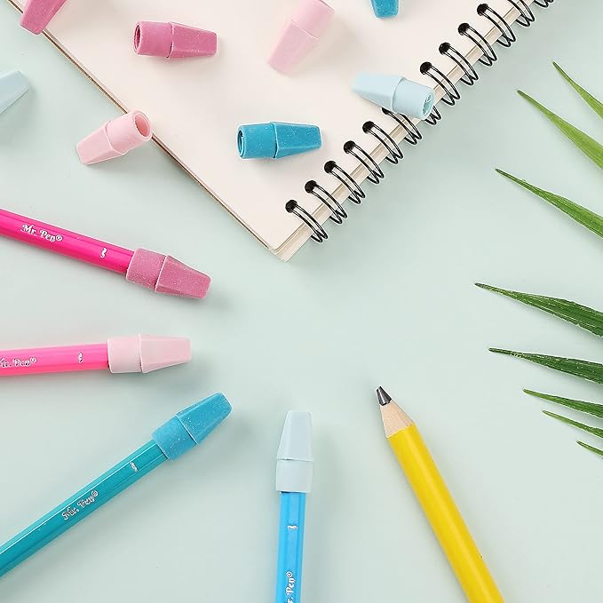 Mr. Pen- Pencil Erasers Toppers, 120Pack, Muted Pastel Colors, Erasers for Pencil, Pencil Top Erasers