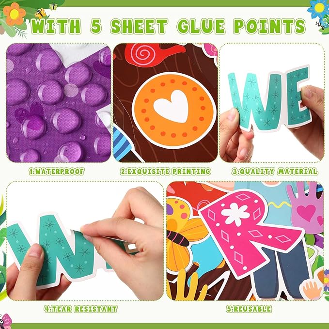 Pasimy Student Diversity Bulletin Board Sets Boho Classroom Decor Rainbow Equality Tree Handprint Cutouts Inclusion Multicultural Bulletin Board for Back to School Wall Door Decorations(Cartoon)
