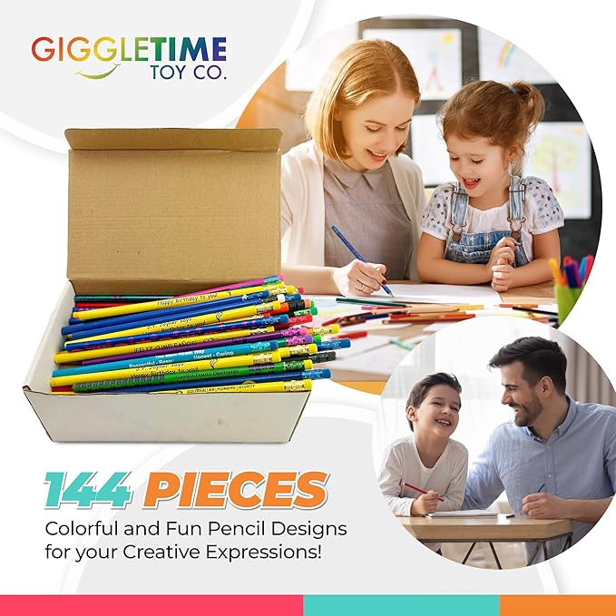 GRAPHITE Round Misprint Set – 2 HB Lead, Unsharpened with Erasers | Great for Drawing, Crafts, Gifts & Classroom Use – Box of 144