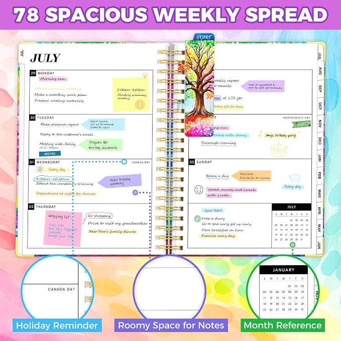Planner 2026-2027, 18 Month Weekly and Monthly Academic Planner, July. 2026 - Dec. 2027, 9" x 11.6" A4 Large Hardcover Calendar Planner with Page Tabs, Separator Page, Inner Pocket, Bookmark, Stickers, Sticky Note Set