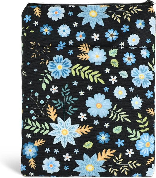 COCHIE Book Sleeve Book Cover Floral Printed with Zipper Washable Fabric for Teen Adult Book Lover Teacher Student (Medium, 11 x 8.7 Inch)