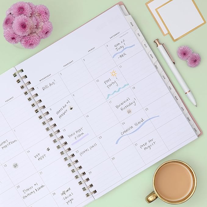 Blue Sky The Everygirl 2026-2027 Weekly and Monthly Academic Year Planner Calendar, July 2026 - June 2027, 8.5" x 11", Flexible Cover, Wirebound, Laminated Tabs, Storage Pocket, Includes Stickers, Bengala Desert Rose