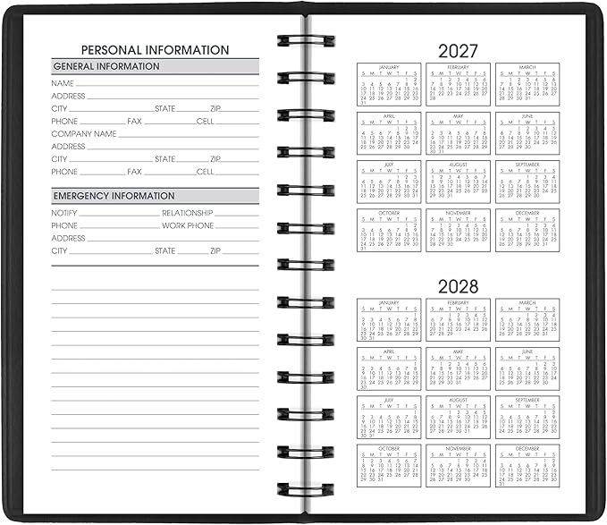 AT-A-GLANCE 2027 Planner, Weekly, 2.5" x 4.5", Pocket Size, Black (700350527)