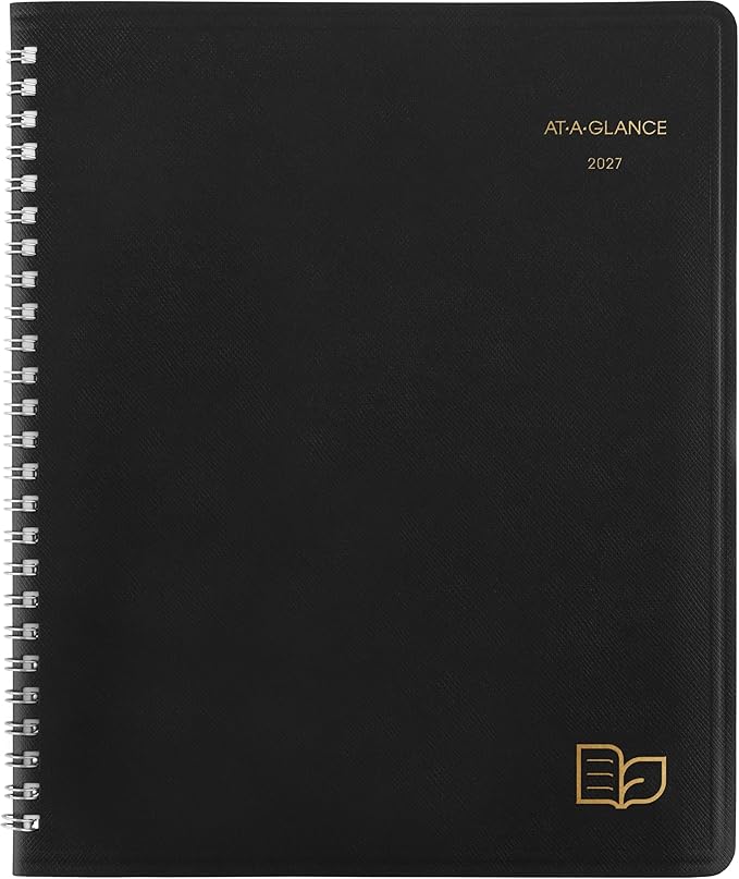 AT-A-GLANCE 2027 Planner, Monthly, 7" x 8.75", Tabbed, Unruled Daily Blocks, Recycled Black (70120G0527)