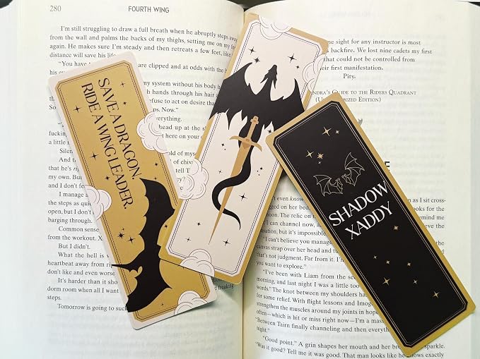TwoDays 10Pcs Dragon Wing Inspired Bookmarks for Book Lovers, Fantasy Bookmark, Romantasy Romance Merch, Bookish Gifts Book Accessories for Reading Women