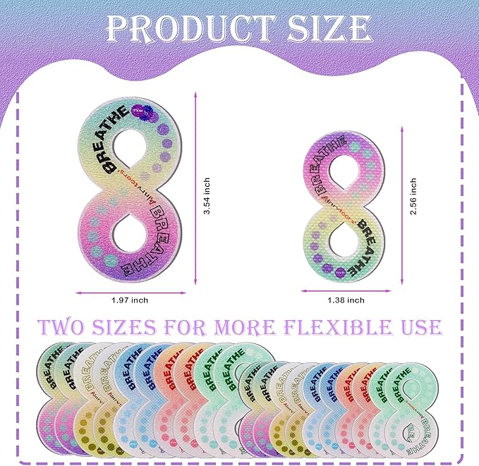 Calm Strips for Anxiety Sensory Stickers 、 Different Size & Texture Sensory Stickers for Office & Classroom （50pcs）(Rainbow)