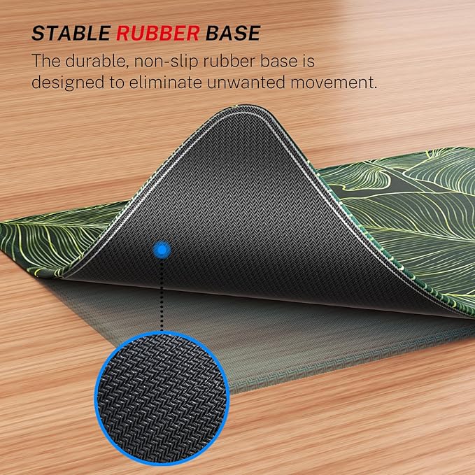 MROCO Essential Office & Gaming Mouse Pad, 8.5 x 11 Inch, Green Leaves | Anti-Fray Stitched Edges, Functional Pattern Design, Non-Slip Rubber Base, Water and Stain Resistance