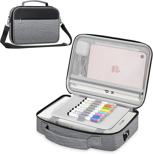 FINPAC Large Bible Cover w/Shoulder Strap, Carrying Book Case Church Bag Bible Protective w/Pen Slots and Zippered Pocket, Gift for Women Lady, Gray