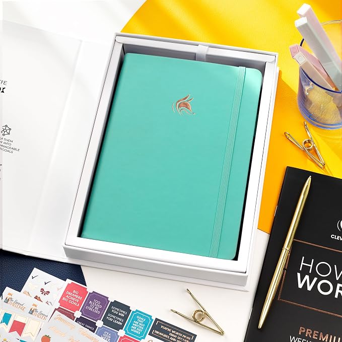 Clever Fox Planner Premium Edition – Undated Luxurious Weekly & Monthly Planner to Increase Productivity and Hit Your Goals – Organizer – Start Anytime, A5, Lasts 1 Year, Light Turquoise (Weekly)