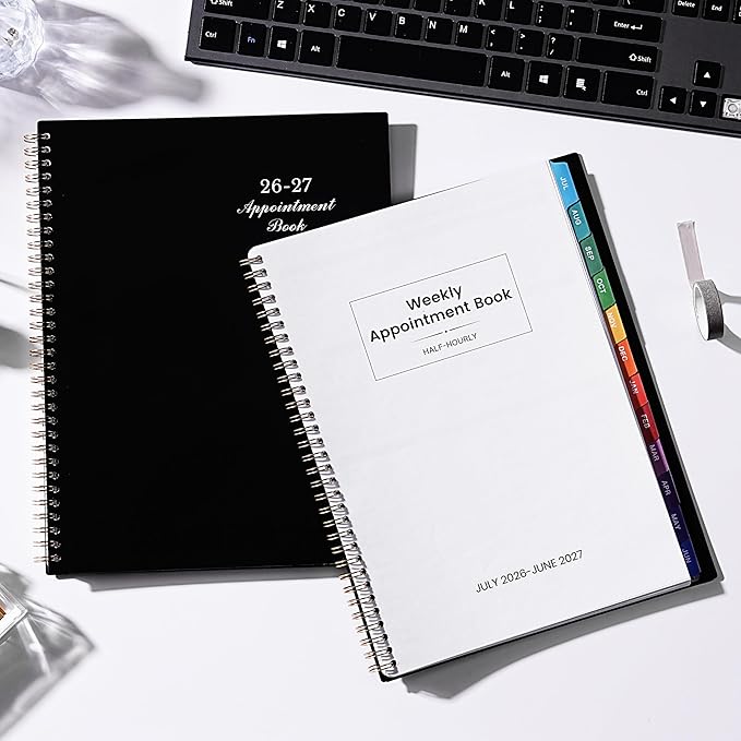 2026-2027 Appointment Book - 2026-2027 Planner, July 2026 - June 2027, 9" x 11", Daily Hourly Planner, Half Hour (30 Mins) Interval, Colorful Monthly Tabs, Lay-Flat, Inner Pocket