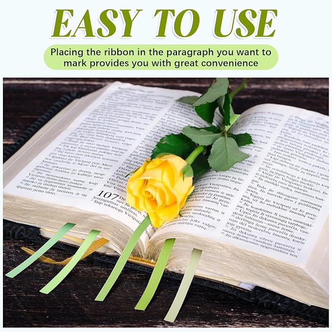 Outus 3 Pieces Bible Ribbon Bookmark Markers Artificial Leather Bookmark with Ribbons for Books Office(Flower,Morandi)