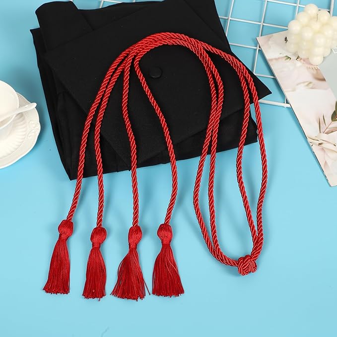 Graduation Double Honor Cords with Tassels Braided Academic Ropes for High School College Ceremony 68 Inch (Red)