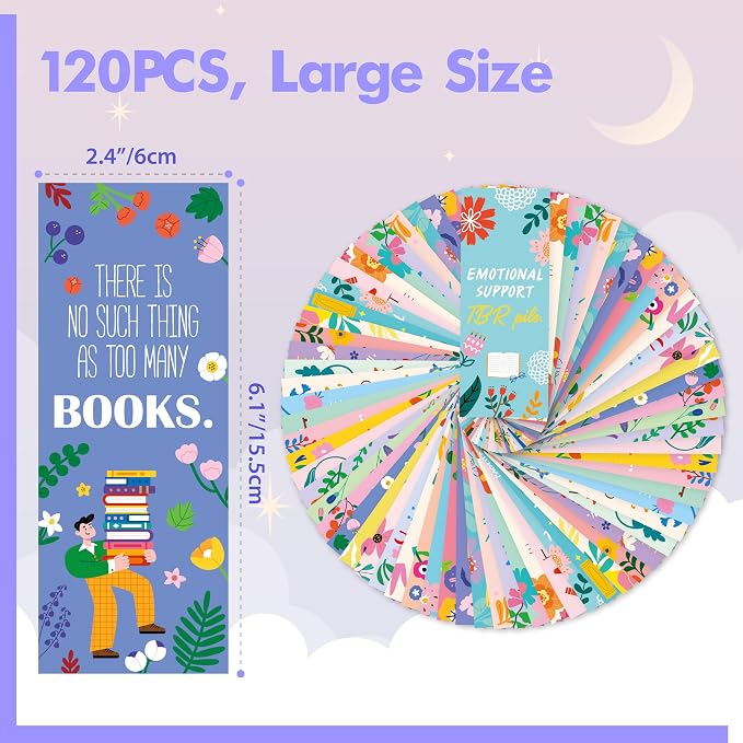 120 PCS Book Lover Bookmarks, 30 Unique Designs Double-Sided Read Accessories Page Markers Reading Bookmarks for Women, Men, Kids, Adults, Students, Book Lovers All Ages