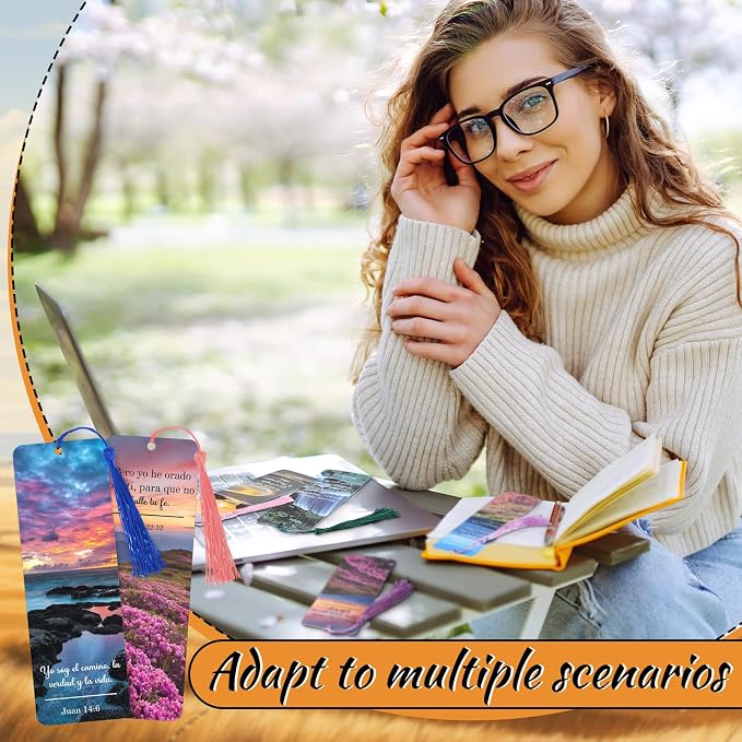 Skyygemm 120 Pack Separadores De Biblia En Espanol La Biblia En Espanol Spanish Christian Verses Bookmarks Books with Tassels Inspirational Church Supplies for Women Student School Church Study Group