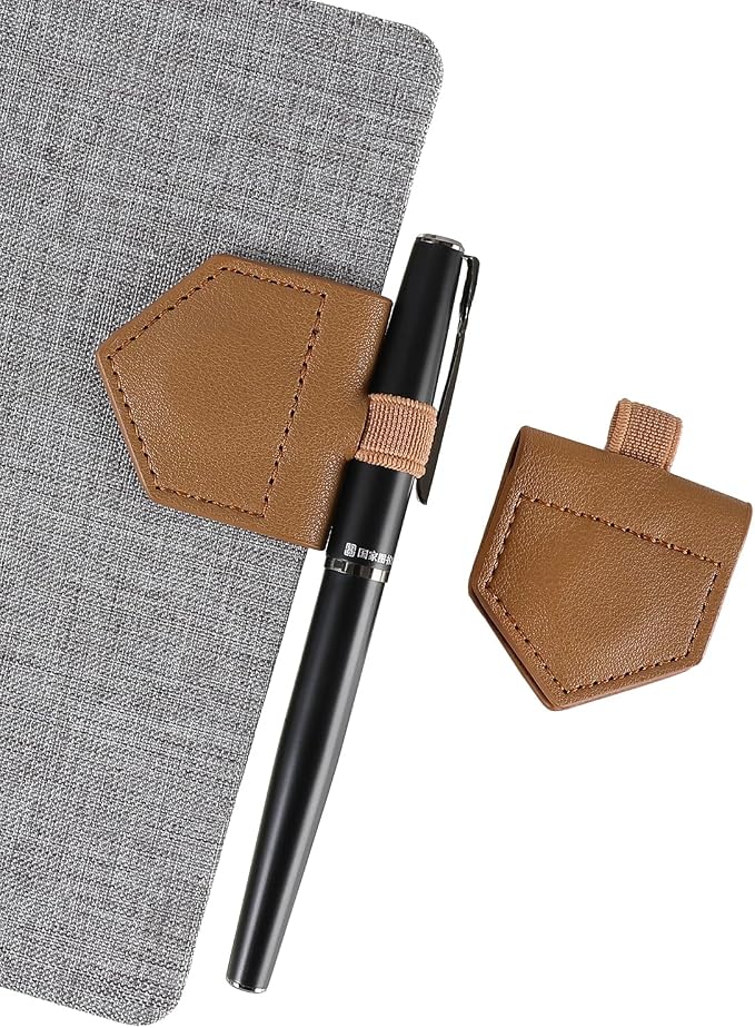 Magnetic Leather Bookmarks with Pen Holder Vegan Leather Book Marks Gifts for Reading Book Lovers Notebook Travelers (Brown-2PC)