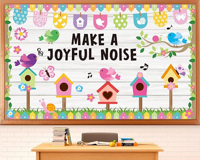 Spring Bulletin Board Decorations Spring Classroom Make A Joyful Noise Spring Bulletin Board Set Spring Birds Flowers Cutouts for Teacher School Office Chalkboard Wall Library Window Home Decor