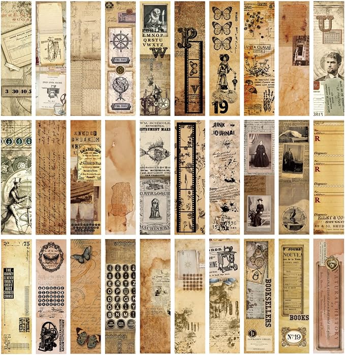 Vintage Retro Style Bookmarks, 30PCS (Space and Time Impression Museum)