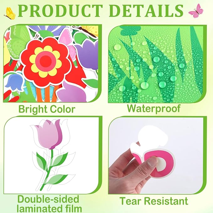 Spring Florals Bulletin Board Decorations Set Spring Tree Bulletin Board Classroom Decorations Handprint Flower Paper Cutouts March Bulletin Board Borders for School Chalkboard Door Supplies