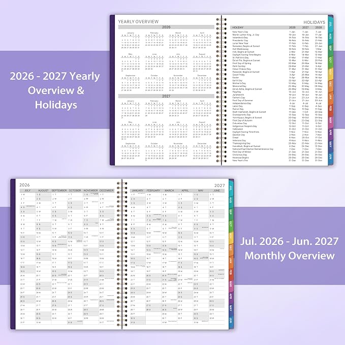 2026-2027 Appointment Book/Planner - 8.2" x 11", Daily Planner from Jul. 2026 - Jun. 2027, 2026-2027 Daily Hourly Planner with 30-Minute Interval, 12 Monthly Tabs, Back Pocket