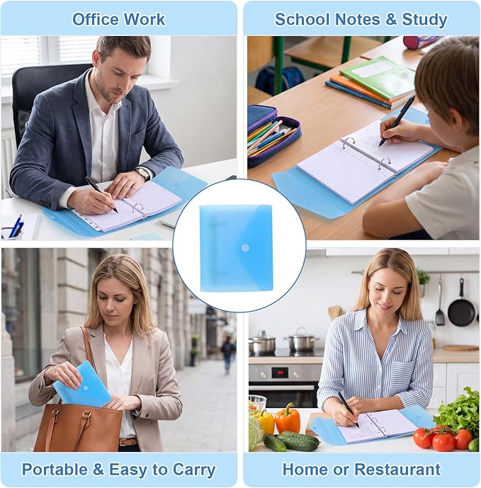 3x5 Index Card Binder, Index Cards with Ring and Dividers - 100 Lined Page Index Card Organizer Case with Snap Closure for Study, Recipe Cards, Office Use(Blue)