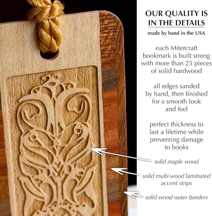 Ornate Personalized Wooden Bookmark | Decorative Filigree Scrollwork Design | Custom Engraved Literary Gift for Readers, Teachers, Librarians & Book Lovers | Handmade in the USA