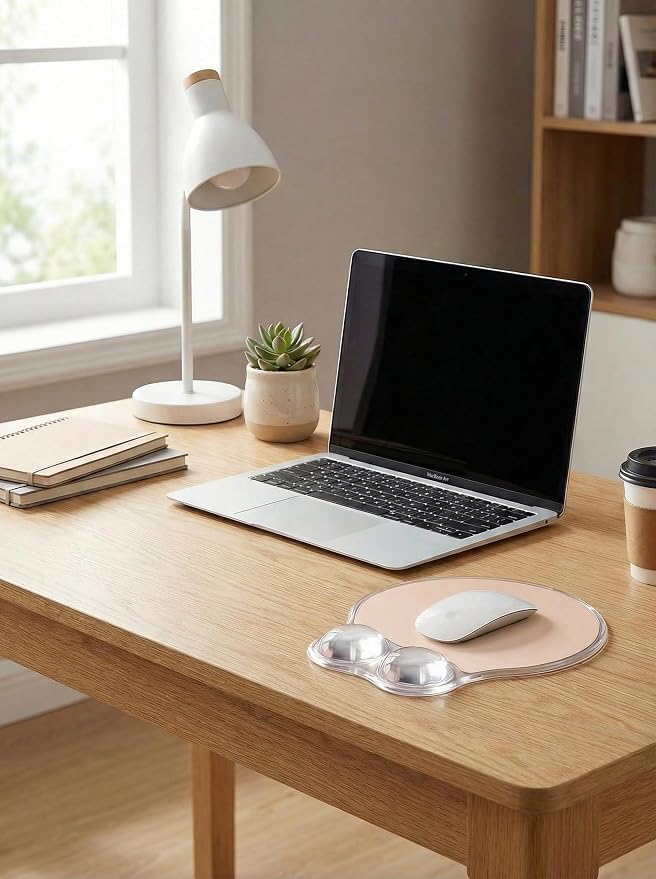 Ergonomic Gel Mouse Pad Wrist Rest Support for Desk, PU Base, Smooth Surface, Crystal Gel Cushion, Non-Slip Stability, Mousepad for Office/Home/Study Skin Tone AMP-03