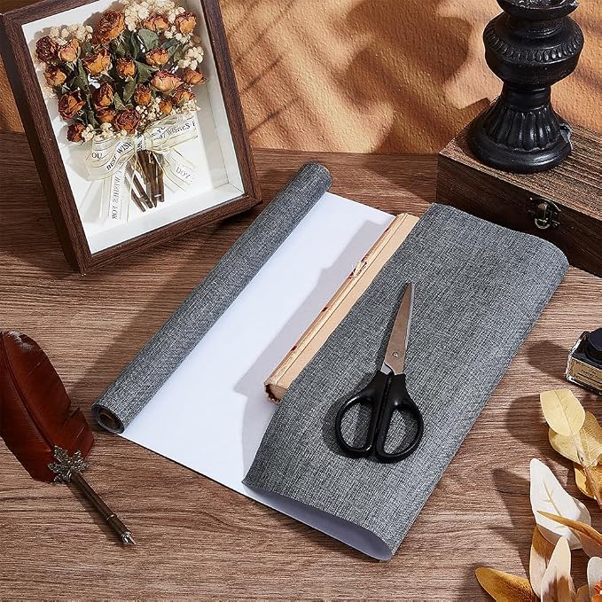 CRASPIRE 51 x 11.8 Inch Grey Book Cloth Book Binding Cover Fabric Surface Paper Backed A4 to A8 Linen Polyester Woven Bookcover for Books Album Scrapbooking Archival DIY Covering Bookbinding Protector