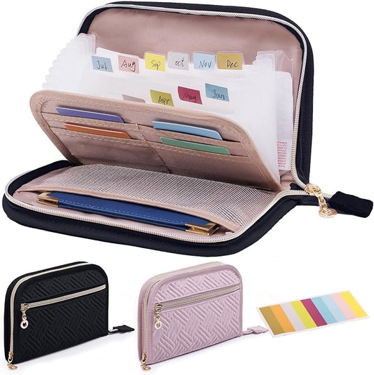 Receipt Organizer with 12 Pockets 8x5.5 Small Receipt Holder Organizer - Accordion File Organizer - Cash/Bill Organizer -Coupon Holder - Budget Binder Money Organizer for Travel, Business