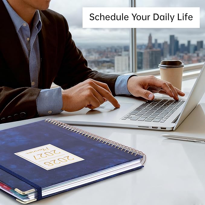 Yoment Planner 2026-2027 Weekly and Monthly 8.5"x11" Large Hardcover Planner from Jul 2026 - Dec 2027 18 Months Calendar Planners for Women Men Yearly Agenda Daily Weekly Planning with Tabs, Sky