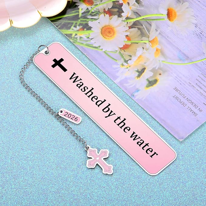 Baptism Gifts for Girl Women Adults Pink Bible Bookmark Christening Baptism Gifts for Girls Women Adult Boys Teens,Confirmation First Communion Bookmark,Christening Baptism Bookmark for Women Girls