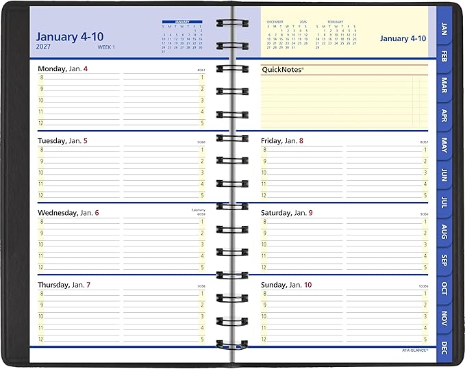 AT-A-GLANCE 2027 Appointment Book Planner, Weekly & Monthly, 5" x 8", QuickNotes, Black (76020527)