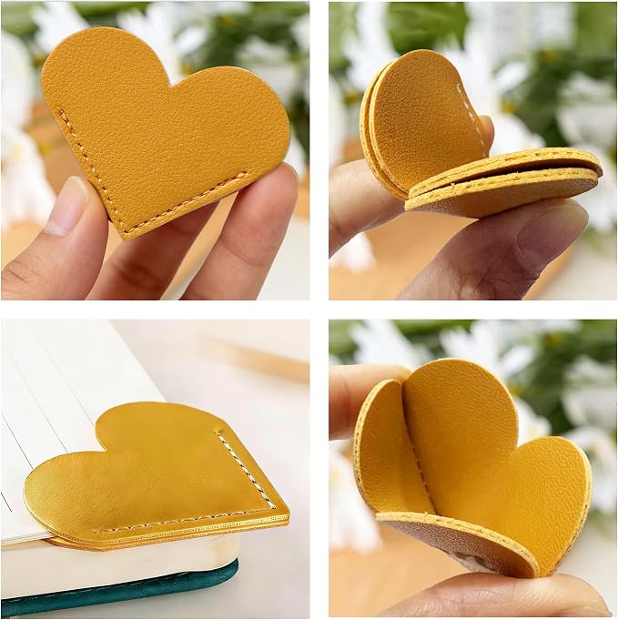 EDSG Personalized Leather Heart Bookmark, Corner Bookmark Book Marks Clip with Birth Flower & Name, Bookmarks for Women Men, Reading, Teachers, Birthday, Graduation Christmas(Deep Pink-Heart)