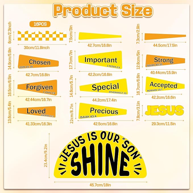 Summer Religious Christian Bulletin Board Decoration Set Summer Shine Classroom Bulletin Board Sun Religious Positive Paper Cutouts for Sunday School Church Wall School Teachers Home Supplies