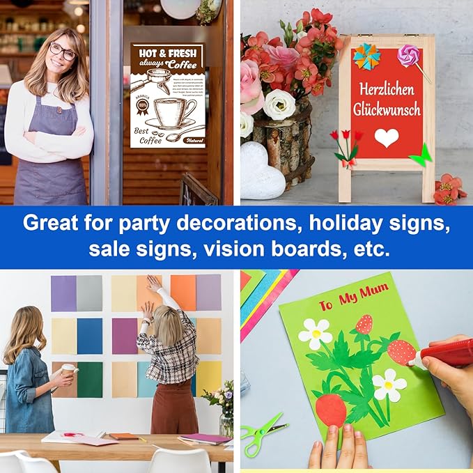 50 Pcs Poster Board Colorful Paper 14x18, ROOKEA Vision Boards Bulk Blank Graphic Display Posterboard Card Paper for Arts Craft Projects Drawing Scrapbooking