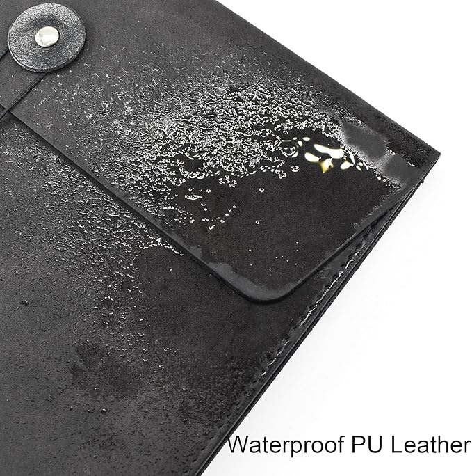 VANRA Vertical PU Leather Envelope File Folders Expanding Document Holder Organizer Pocket Folder Portfolio for A4 Letter Size Paper with String Tie Closure (Black)