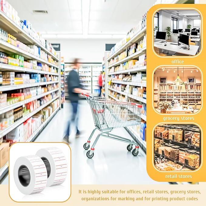 MotBach 30000Pcs 10Rolls Price Stickers Price Tags Labels for Mx-5500 Labeller, White Price Gun Labels Stickers Tags White Pricemarker Machine Sticker Label tag