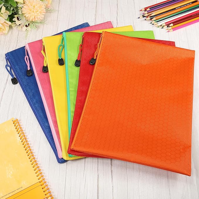 PATIKIL Waterproof Zipper Bags, 6 Pack A4 Pocket File Pouch Storage Accessory for Office Travel Supply, Multicolor