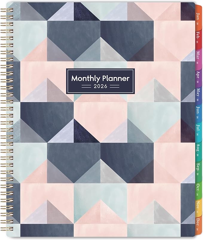 2026 Monthly Planner - Large Monthly Planner 2026, JAN. 2026 - DEC. 2026, 9" x 11", Tabs & Note Pages, Spiral Binding, Thick Paper, Back Pocket
