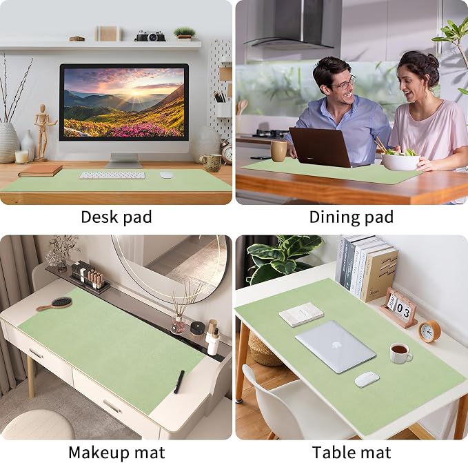 Bloss Leather Desk Mat and Keyboard Wrist Rest, Large Mouse Pad + Keyboard Pad+Mouse Wrist Support, Non-Slip Desk Mat Protector for St Patricks Day(31.5×15.7 Inches, Green)